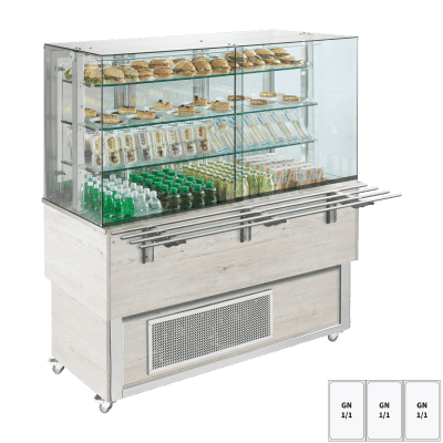 Vitrină refrigerată GN 3-1/1 capac inferior, deschidere laterală, Hemlock - ES PLATINUM+ 3H DS
